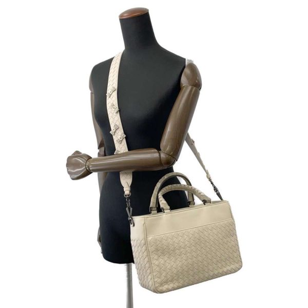 9313101 06 Bottega Veneta Handbag Intrecciato Python Leather BAG 2way Shoulder Bag Ribbon White