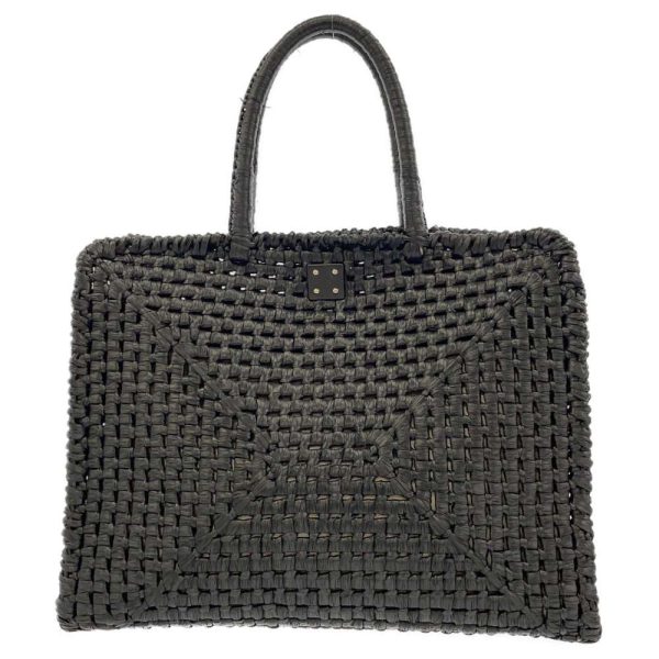 9334984 03 Salvatore Ferragamo Studio Basket Raffia Bag Navy