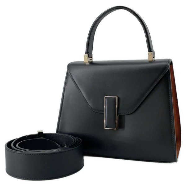 9402980 01 Valextra 2way Iside Mini Suede Leather Shoulder Bag Bicolor Black