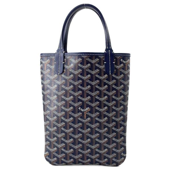 9420823 01 Goyard Poitiers Mini PVC Coated CanvasLeather Handbag Navy