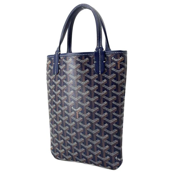 9420823 02 Goyard Poitiers Mini PVC Coated CanvasLeather Handbag Navy