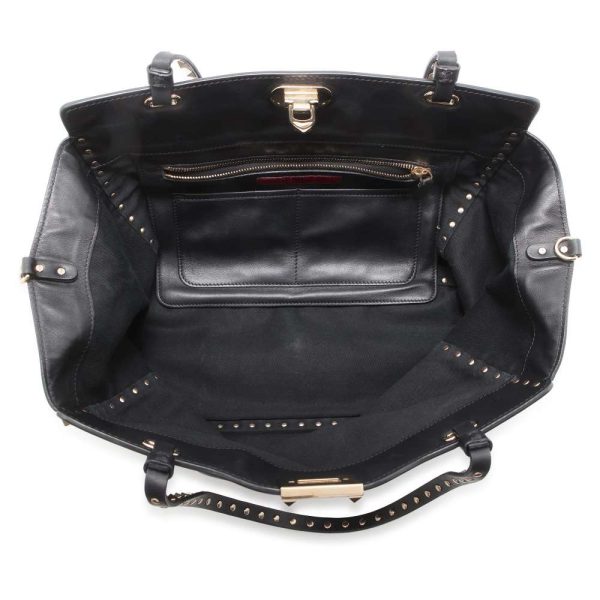 9425392 06 Valentino Garavani Rockstud Leather Shoulder Bag Black