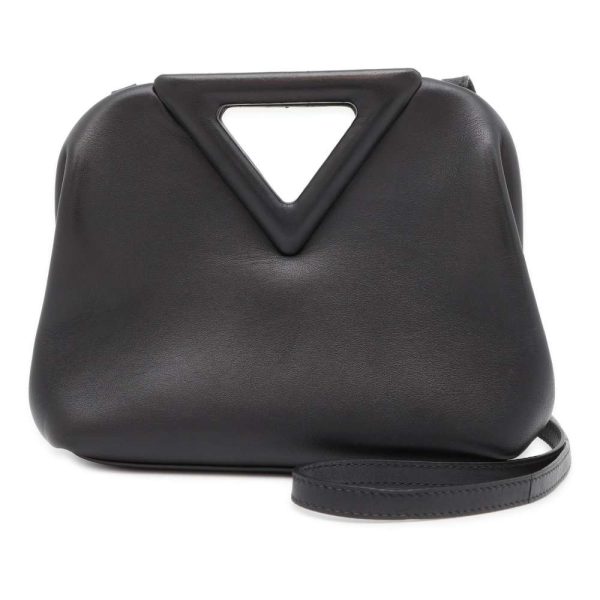 9427105 01 Bottega Veneta Handbag Small Point Triangle Leather Shoulder Bag Black