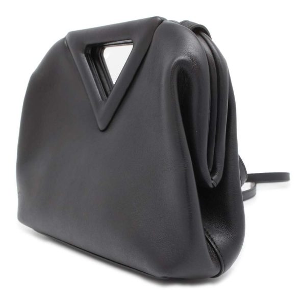 9427105 02 Bottega Veneta Handbag Small Point Triangle Leather Shoulder Bag Black