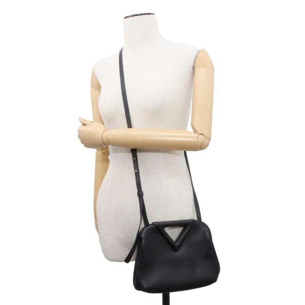 9427105 04 Bottega Veneta Handbag Small Point Triangle Leather Shoulder Bag Black