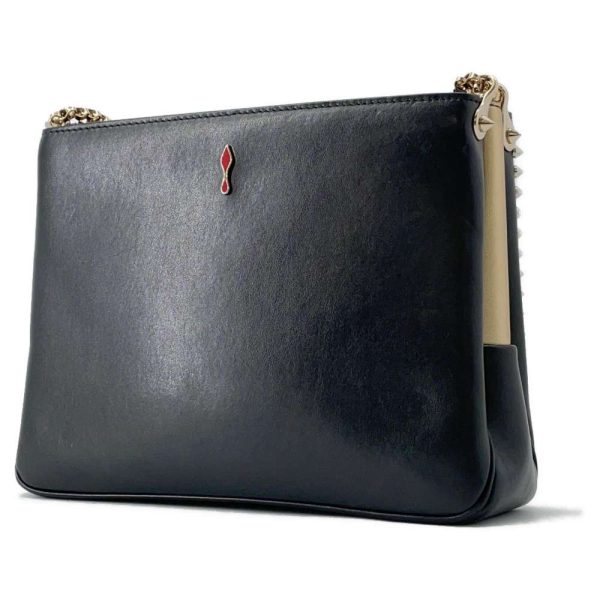 9428935 02 Christian Louboutin Chain Studs Leather Shoulder Bag Black