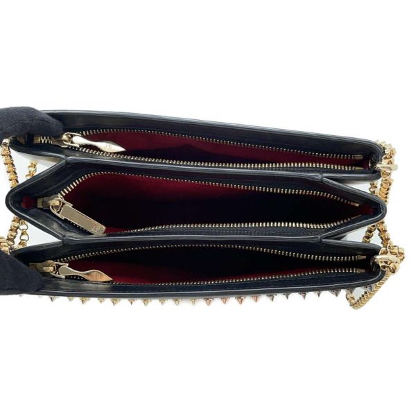 9428935 06 Christian Louboutin Chain Studs Leather Shoulder Bag Black