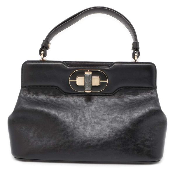 9428980 01 BVLGARI Isabella Rossellini Leather Bag Black