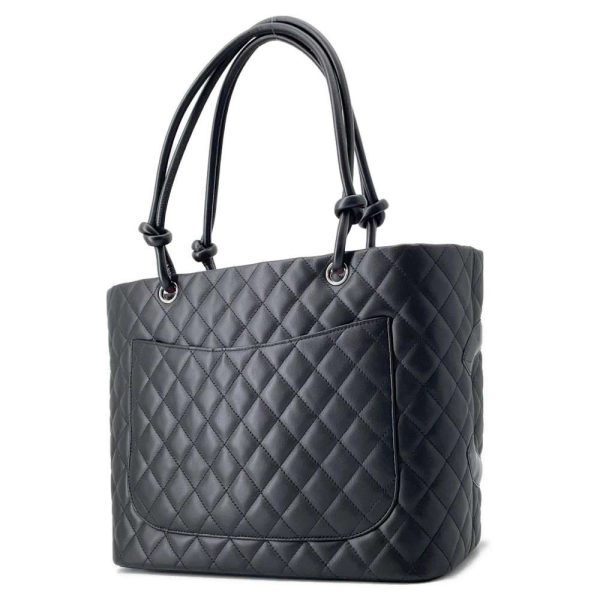 9431225 02 Chanel Cambon Line Large Tote Coco Mark Calfskin Patent Black