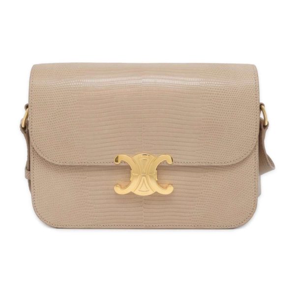 9433472 01 Celine Triomphe Lizard Shoulder Bag Beige