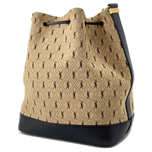 9434936 02 Saint Laurent Paris Monogram All Over Logo Canvas Shoulder Bag BeigeBlack