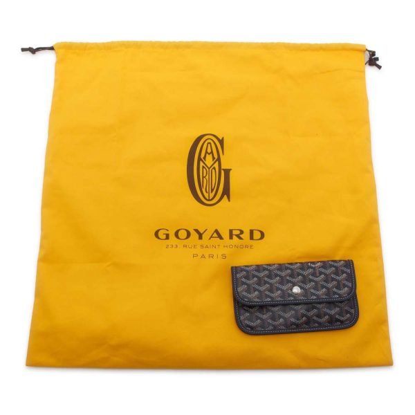 9439955 07 Goyard Saint Louis PVC Coated CanvasLeather Shoulder Bag NavyBrown