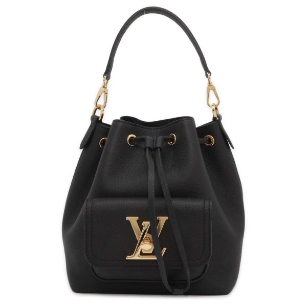 9440920 01 Louis Vuitton Handbag Lock Me Bucket NV Grained Calf Leather 2way Shoulder Black