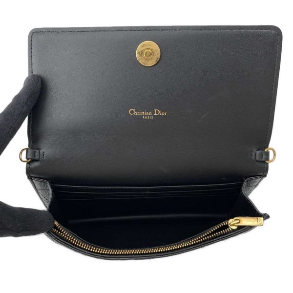 9441323 05 Christian Dior Chain Wallet Caro Cannage Calfskin Black