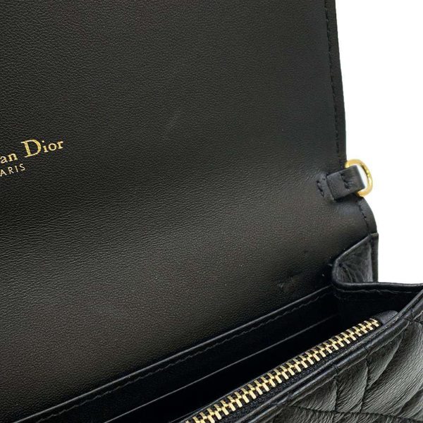 9441323 06 Christian Dior Chain Wallet Caro Cannage Calfskin Black