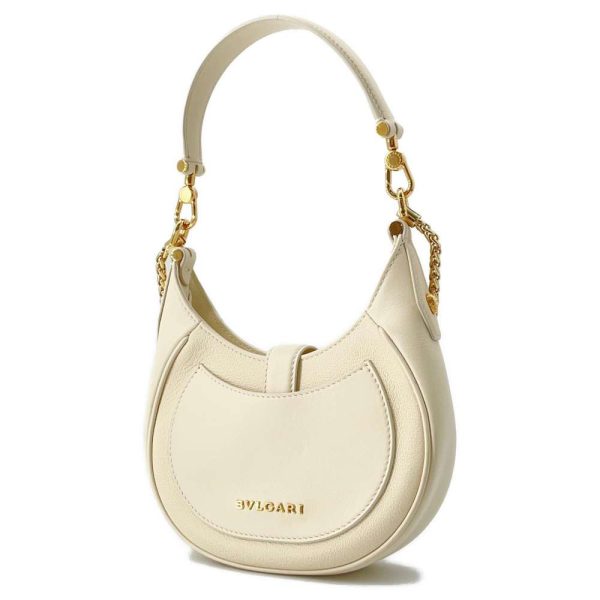 9462830 02 BVLGARI 2way Serpenti Leather Shoulder Bag Ivory