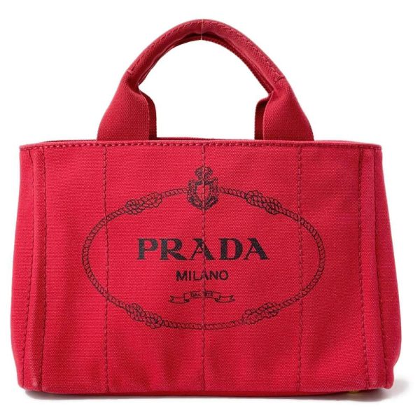 9463837 01 Prada Tote Handbag Canapa Canvas Red