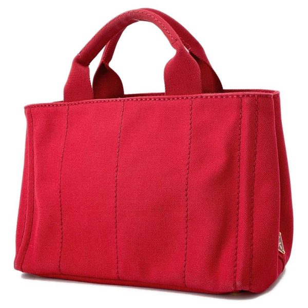 9463837 02 Prada Tote Handbag Canapa Canvas Red