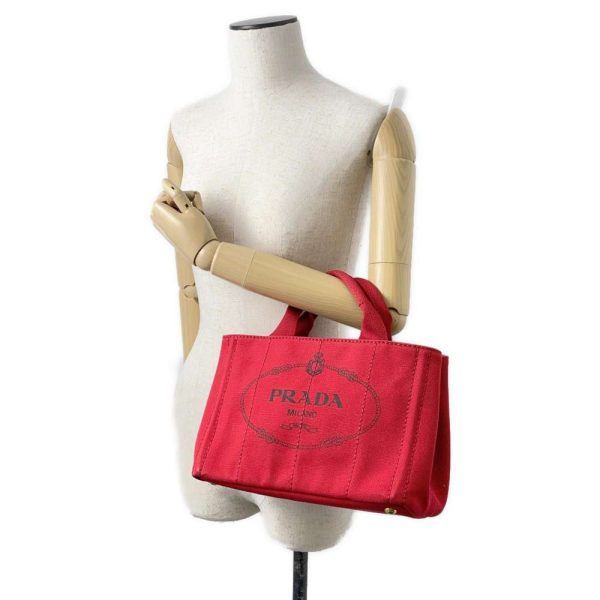 9463837 04 Prada Tote Handbag Canapa Canvas Red