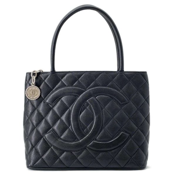 9464308 01 Chanel Tote Bag Reproduction Tote Coco Mark Matelasse Quilted Caviar Skin Black