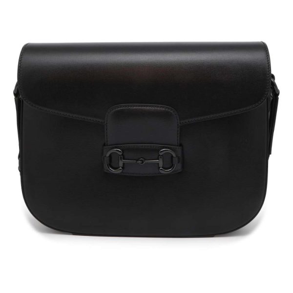9544352 01 Gucci Shoulder Bag Horsebit 1955 Leather Black