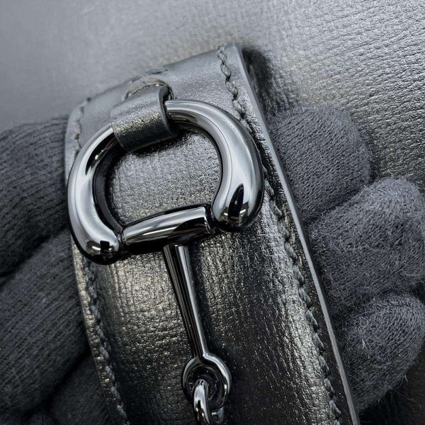 9544352 06 Gucci Shoulder Bag Horsebit 1955 Leather Black