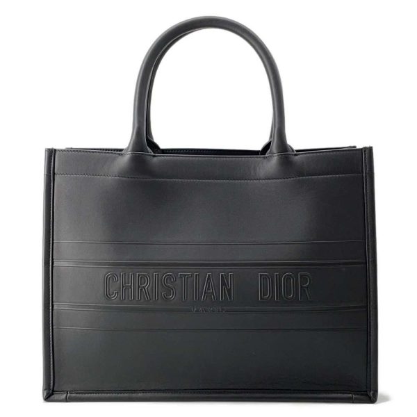 9554191 01 Christian Dior Tote Bag Book Tote Medium Leather Black