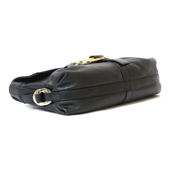 brb01000000001681 5 Bulgari Chandra Leather Shoulder Bag Black