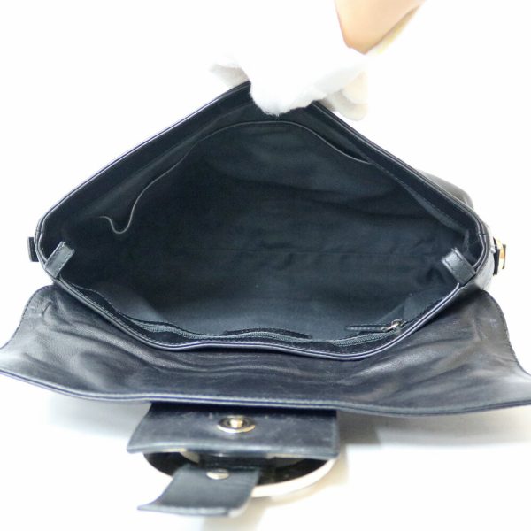 brb01000000001681 7 Bulgari Chandra Leather Shoulder Bag Black