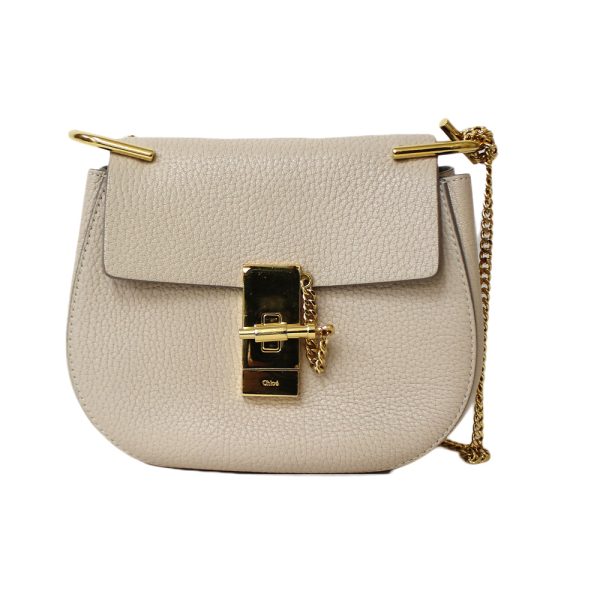 brb01000000002558 1 Chloe Leather Chain Shoulder Bag Beige