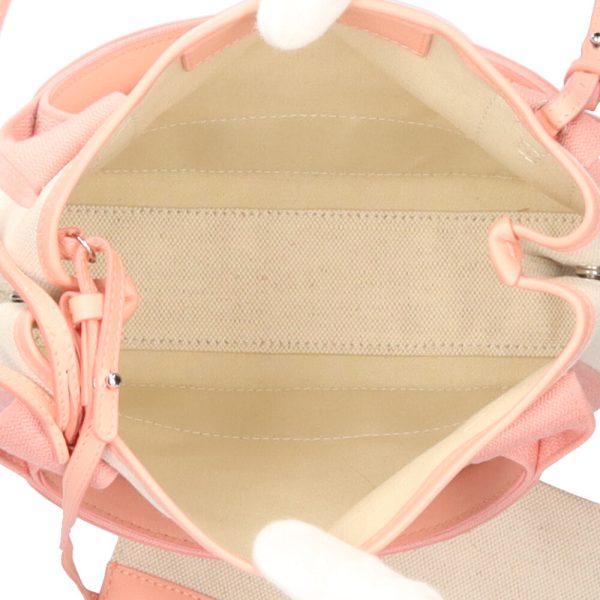 brb01000000002596 7 1 BALENCIAGA Cabas XS Navy Canvas Shoulder Bag Beige