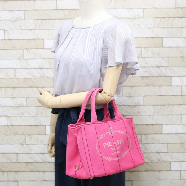 brb01000000003204 2 Prada Canapa Tote SS Canvas 2WAY shoulder bag Pink