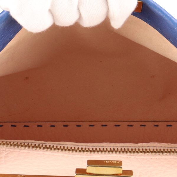 brb01100000000514 12 FENDI Peekaboo Selleria Handbag Leather Blue