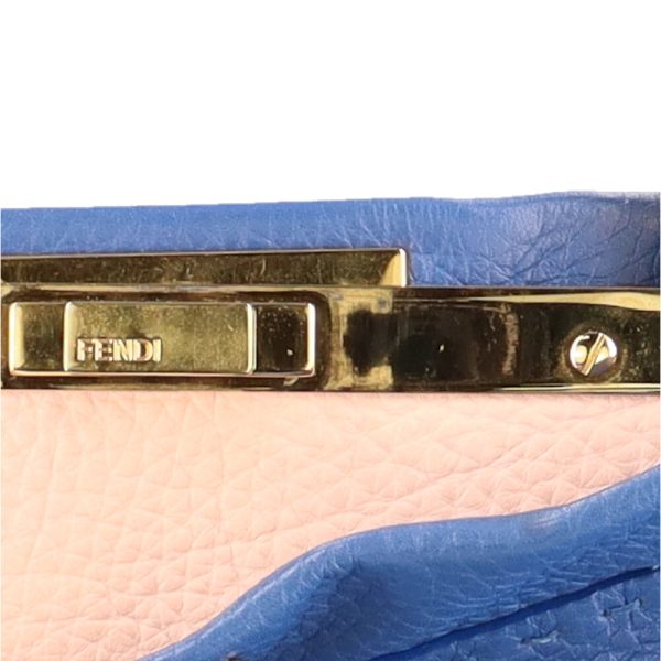 brb01100000000514 14 FENDI Peekaboo Selleria Handbag Leather Blue