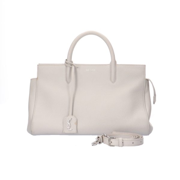 brb01870000000399 1 Saint Laurent Paris Cava Rive Gauche Handbag Leather White