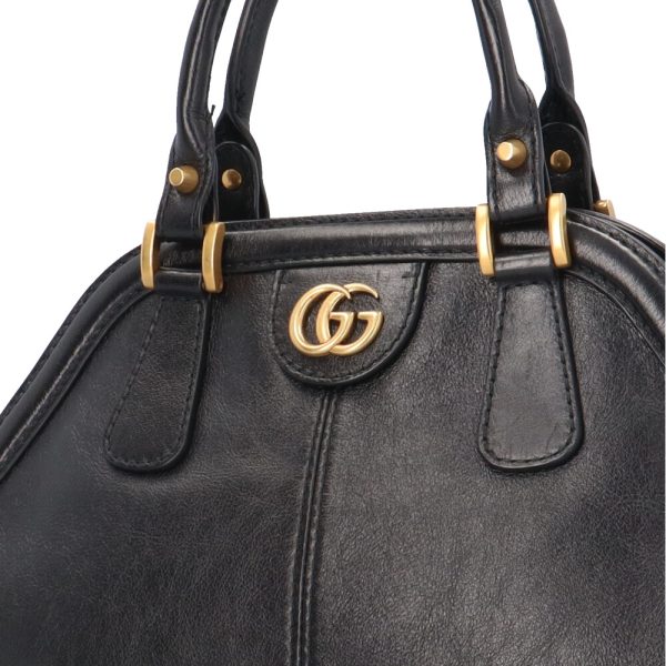 brb02790000000459 7 Gucci Liber Medium GG Marmont Leather Handbag Black