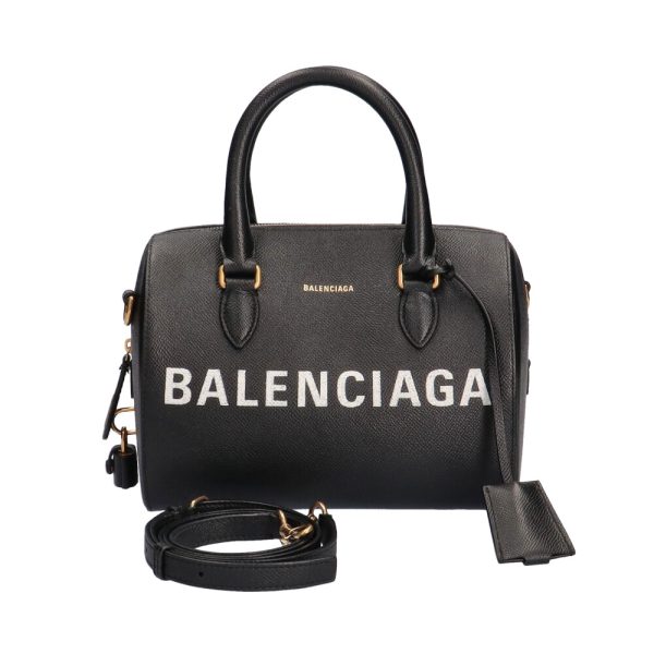 brb02920000000608 1 Balenciaga Bowling Bag Smallville Handbag Grain Calf Leather Noir