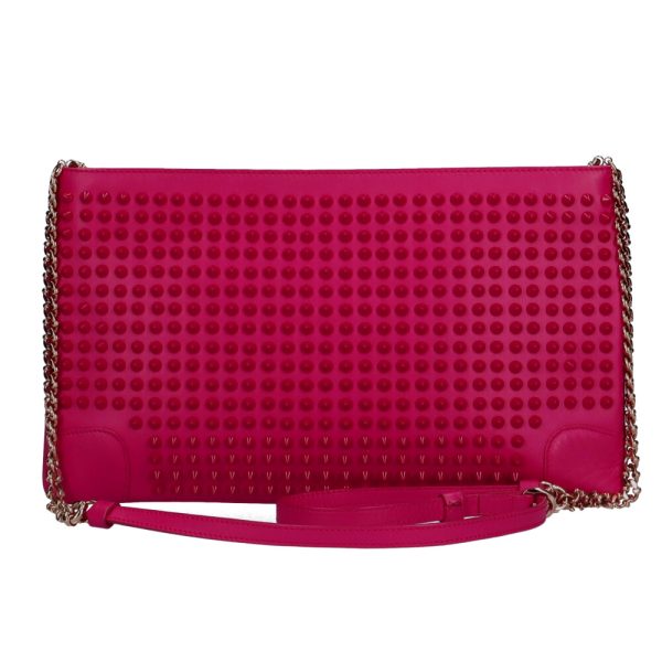 brb03130000000466 1 Christian Louboutin Studded Shoulder Bag Calf Pink