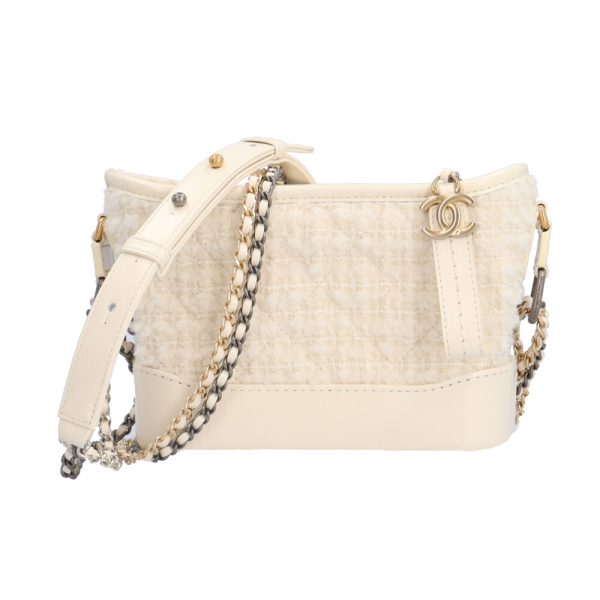 brb10010000013053 1 CHANEL Gabriel de Small Hobo Bag Shoulder Bag Tweed White