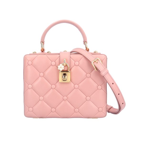 brb10010000013183 1 Dolce Gabbana Quilted Box Bag Lambskin Shoulder Bag Pink