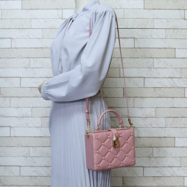 brb10010000013183 2 Dolce Gabbana Quilted Box Bag Lambskin Shoulder Bag Pink