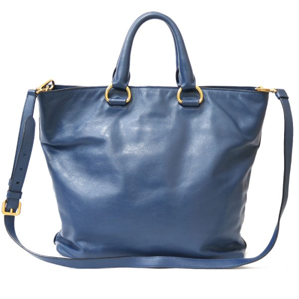 brb24106751 3 PRADA leather shoulder bag blue