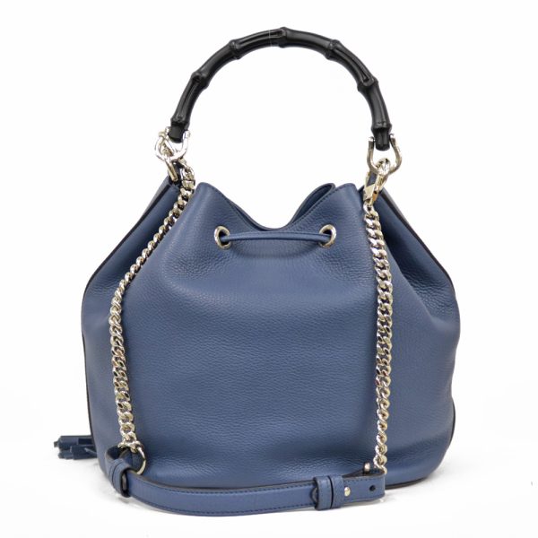 brb25400540 3 GUCCI Bamboo Leather Handbag Blue