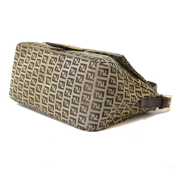 brb36010971 6 FENDI Mamma Baguette Zucchino Canvas Shoulder Bag Brown