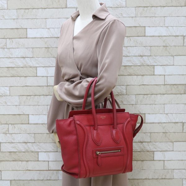 brb38113526 2 CELINE LUGGAGE MICRO LUGGAGE HANDBAG RED