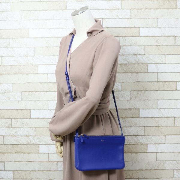 brb38114459 2 CELINE Trio Leather Shoulder bag Blue