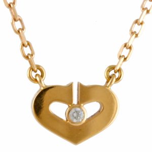 brj10000000022520 1 Cartier C Heart Necklace 18k K18 Pink Gold Diamond