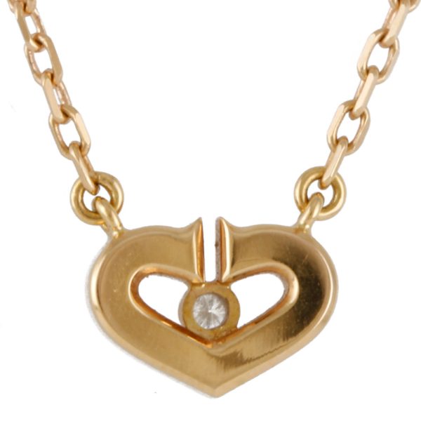 brj10000000022520 3 Cartier C Heart Necklace 18k K18 Pink Gold Diamond