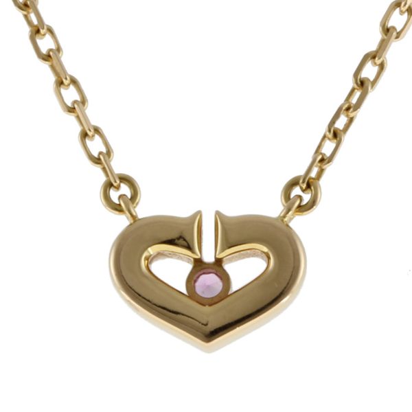 brj10000000027229 3 Cartier C Heart Necklace 18K K18 Pink Gold Pink Sapphire