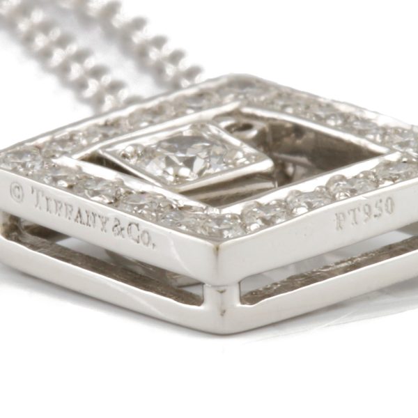 brj29105359 8 Tiffany Co Open Square Necklace Pt950 Platinum Diamond Silver